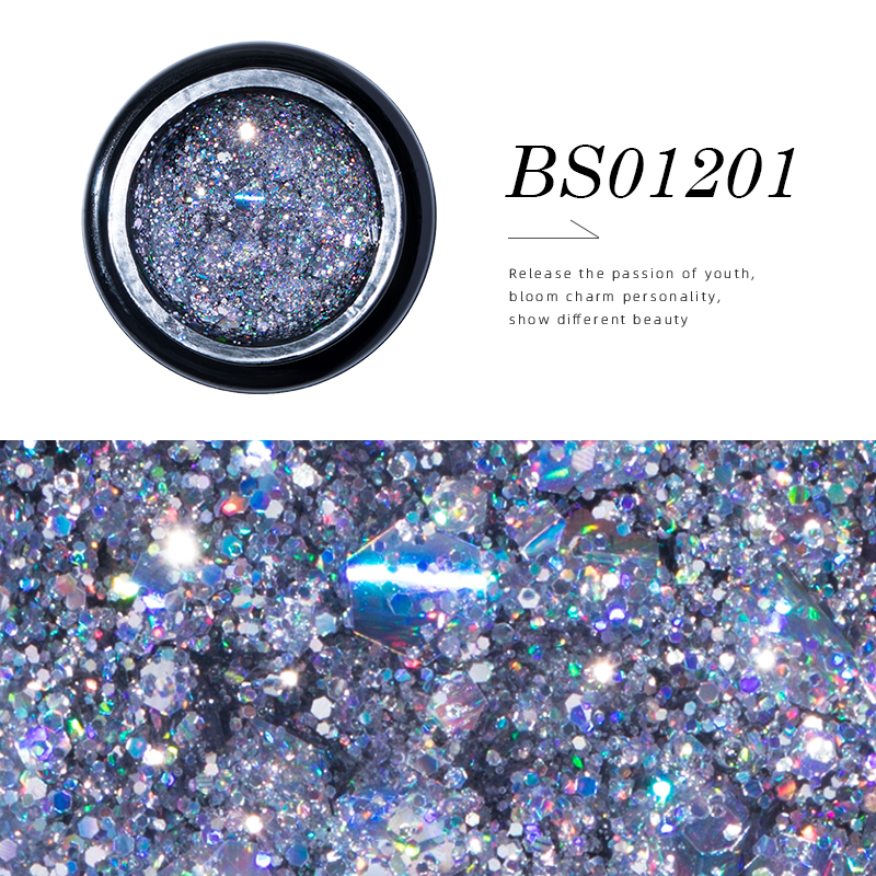 Hot Sale Supper Glitter 12 Colors Uv Protection Nail Art Gel