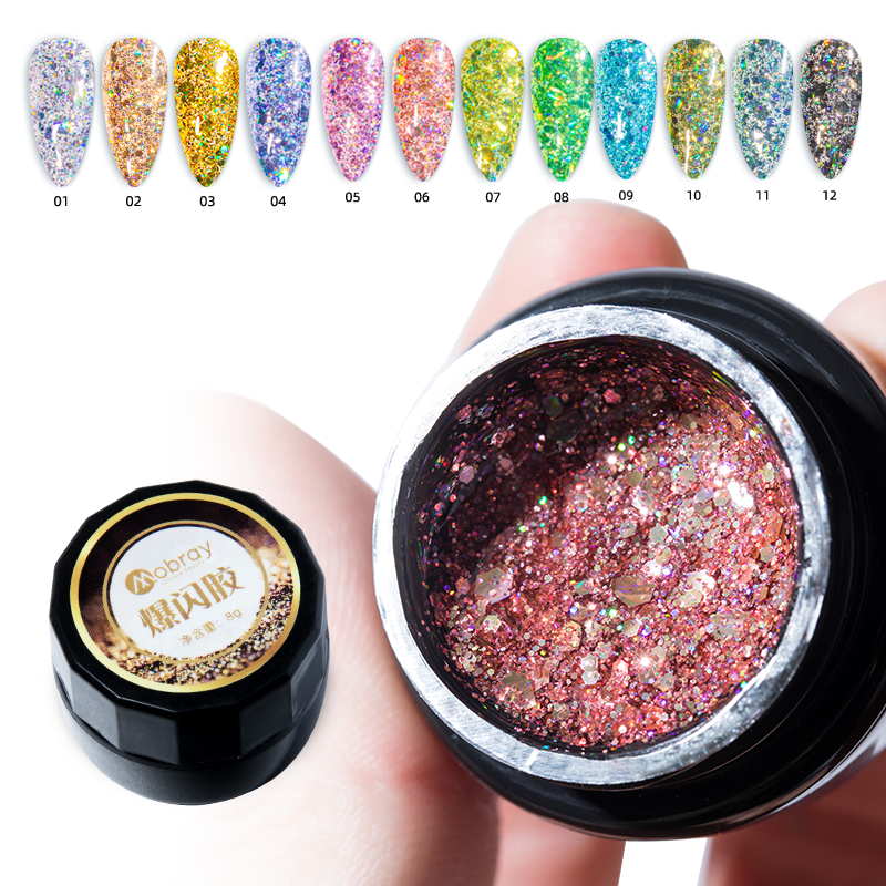 New Arrival 8ML Super Shining Glitter Gel 12 Color for Nail Art